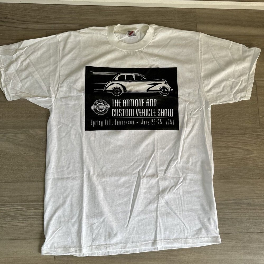 Men’s Vintage Graphic Jerzees Antique Car Show T-Shirt Spring Hill 1994 USA‎ XL